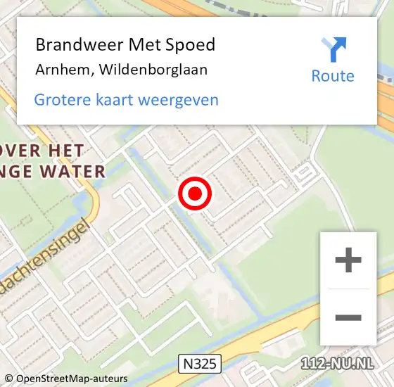 Locatie op kaart van de 112 melding: Brandweer Met Spoed Naar Arnhem, Wildenborglaan op 2 februari 2022 20:21