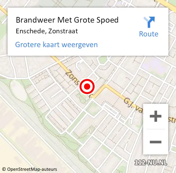 Locatie op kaart van de 112 melding: Brandweer Met Grote Spoed Naar Enschede, Zonstraat op 2 februari 2022 20:25