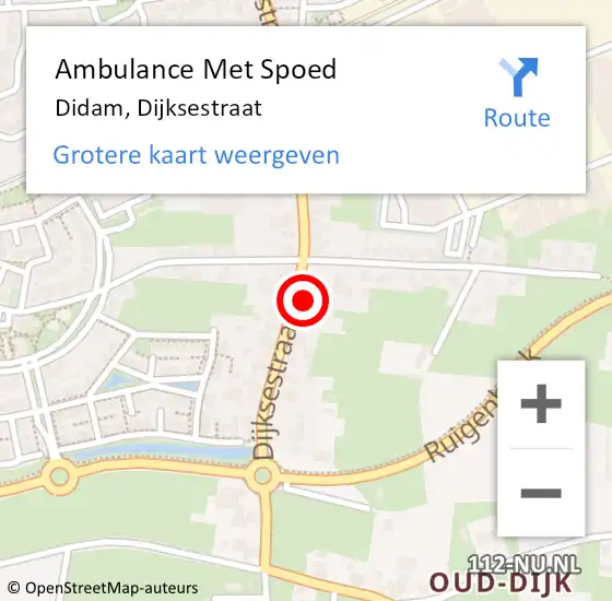 Locatie op kaart van de 112 melding: Ambulance Met Spoed Naar Didam, Dijksestraat op 2 februari 2022 21:31