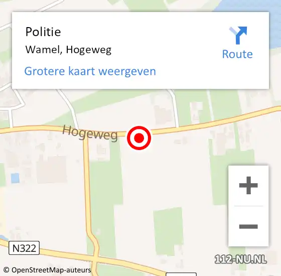 Locatie op kaart van de 112 melding: Politie Wamel, Hogeweg op 3 februari 2022 06:49