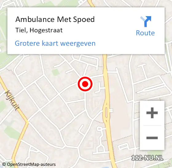 Locatie op kaart van de 112 melding: Ambulance Met Spoed Naar Tiel, Hogestraat op 3 februari 2022 10:49