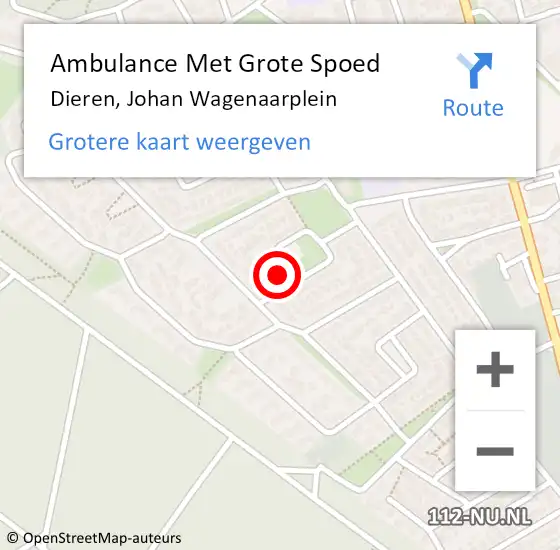 Locatie op kaart van de 112 melding: Ambulance Met Grote Spoed Naar Dieren, Johan Wagenaarplein op 3 februari 2022 11:51