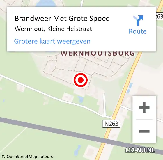 Locatie op kaart van de 112 melding: Brandweer Met Grote Spoed Naar Wernhout, Kleine Heistraat op 3 februari 2022 13:06