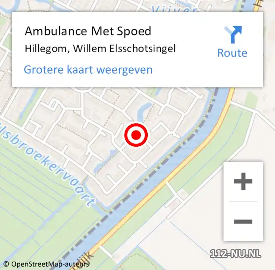 Locatie op kaart van de 112 melding: Ambulance Met Spoed Naar Hillegom, Willem Elsschotsingel op 3 februari 2022 15:32