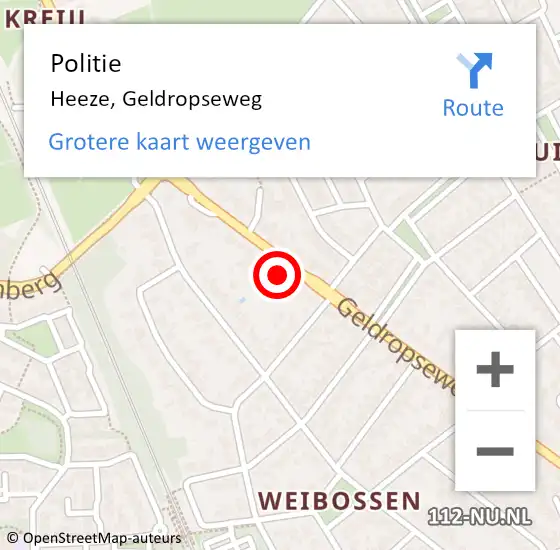 Locatie op kaart van de 112 melding: Politie Heeze, Geldropseweg op 3 februari 2022 16:02