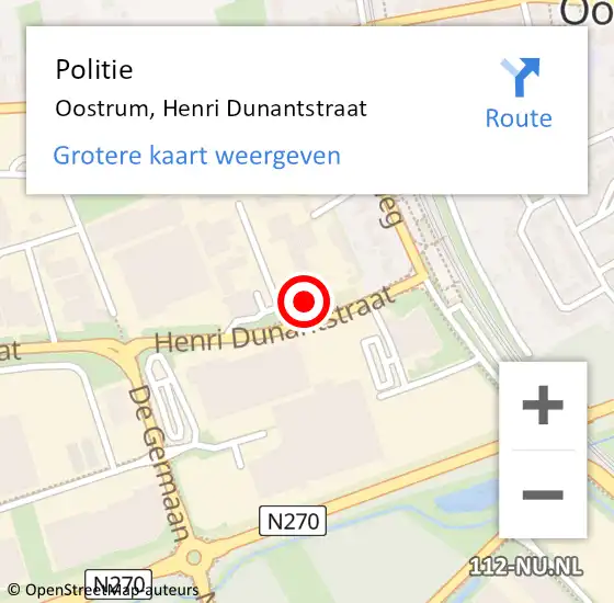 Locatie op kaart van de 112 melding: Politie Oostrum, Henri Dunantstraat op 3 februari 2022 21:46