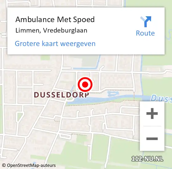 Locatie op kaart van de 112 melding: Ambulance Met Spoed Naar Limmen, Vredeburglaan op 4 februari 2022 02:14