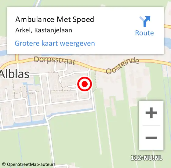 Locatie op kaart van de 112 melding: Ambulance Met Spoed Naar Arkel, Kastanjelaan op 4 februari 2022 02:49