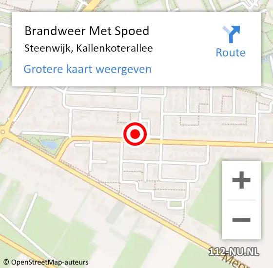 Locatie op kaart van de 112 melding: Brandweer Met Spoed Naar Steenwijk, Kallenkoterallee op 4 februari 2022 07:45