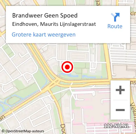 Locatie op kaart van de 112 melding: Brandweer Geen Spoed Naar Eindhoven, Maurits Lijnslagerstraat op 4 februari 2022 08:56