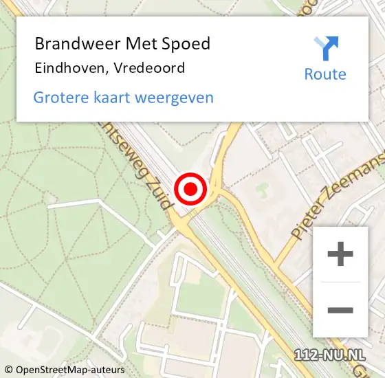 Locatie op kaart van de 112 melding: Brandweer Met Spoed Naar Eindhoven, Vredeoord op 4 februari 2022 09:07