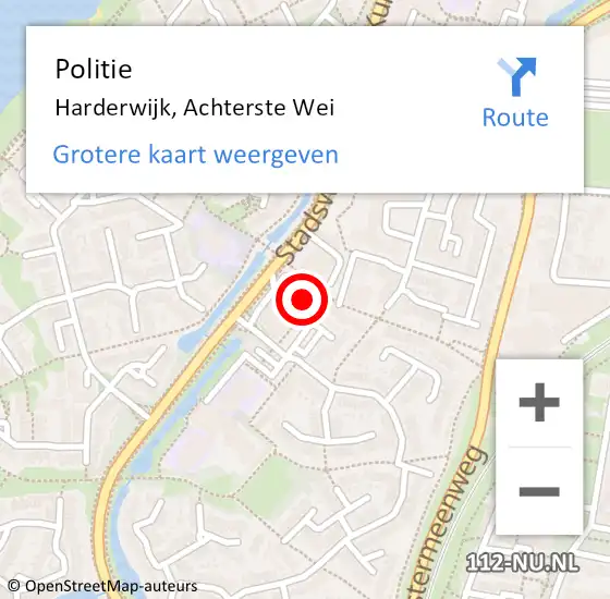Locatie op kaart van de 112 melding: Politie Harderwijk, Achterste Wei op 4 februari 2022 09:53