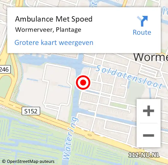 Locatie op kaart van de 112 melding: Ambulance Met Spoed Naar Wormerveer, Plantage op 4 februari 2022 11:55