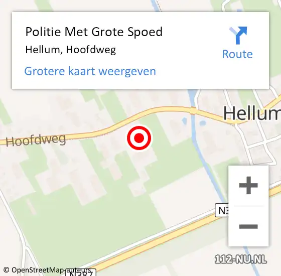 Locatie op kaart van de 112 melding: Politie Met Grote Spoed Naar Hellum, Hoofdweg op 4 februari 2022 19:13
