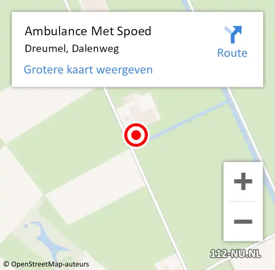 Locatie op kaart van de 112 melding: Ambulance Met Spoed Naar Dreumel, Dalenweg op 4 februari 2022 21:05