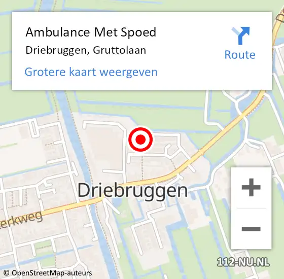 Locatie op kaart van de 112 melding: Ambulance Met Spoed Naar Driebruggen, Gruttolaan op 4 februari 2022 21:55