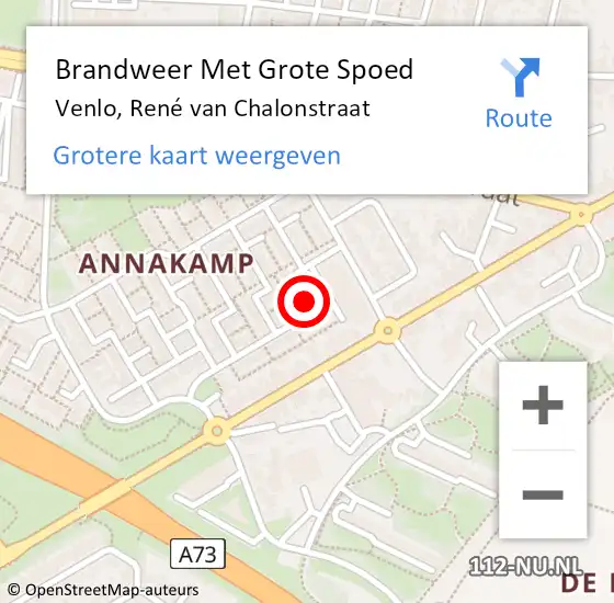 Locatie op kaart van de 112 melding: Brandweer Met Grote Spoed Naar Venlo, René van Chalonstraat op 5 februari 2022 01:39