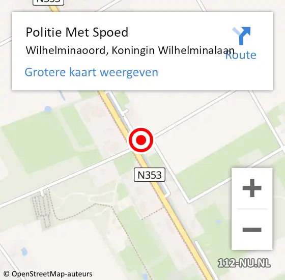 Locatie op kaart van de 112 melding: Politie Met Spoed Naar Wilhelminaoord, Koningin Wilhelminalaan op 5 februari 2022 01:39