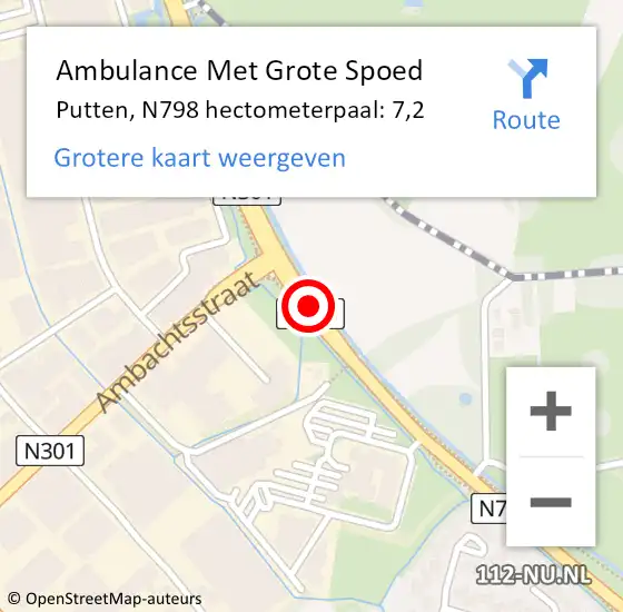 Locatie op kaart van de 112 melding: Ambulance Met Grote Spoed Naar Putten, N798 hectometerpaal: 7,2 op 5 februari 2022 09:50