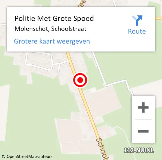 Locatie op kaart van de 112 melding: Politie Met Grote Spoed Naar Molenschot, Schoolstraat op 5 februari 2022 09:51