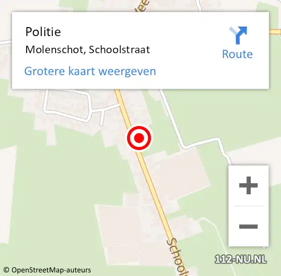 Locatie op kaart van de 112 melding: Politie Molenschot, Schoolstraat op 5 februari 2022 09:51