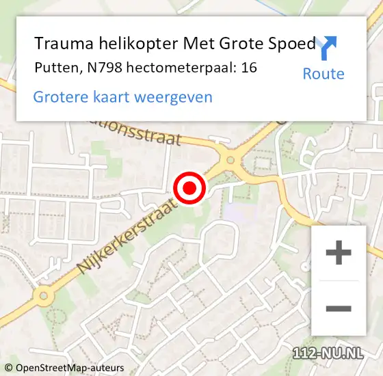 Locatie op kaart van de 112 melding: Trauma helikopter Met Grote Spoed Naar Putten, N798 hectometerpaal: 16 op 5 februari 2022 09:58