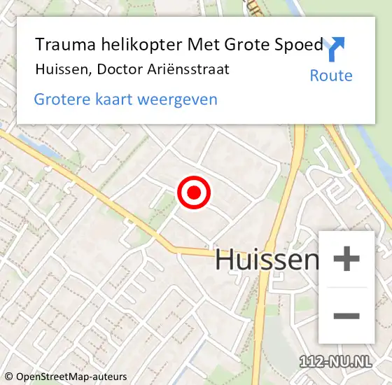 Locatie op kaart van de 112 melding: Trauma helikopter Met Grote Spoed Naar Huissen, Doctor Ariënsstraat op 5 februari 2022 11:20