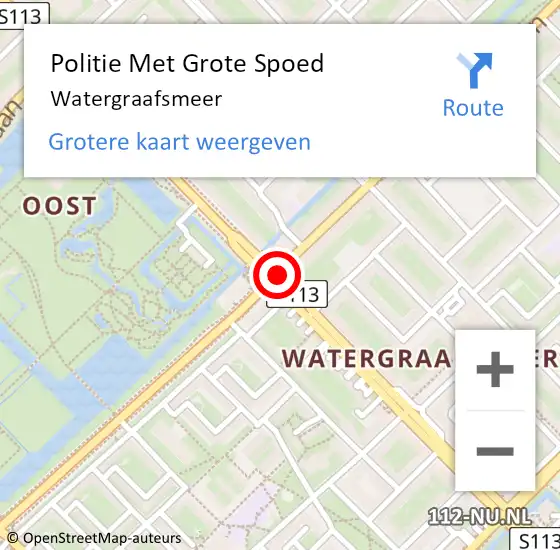 Locatie op kaart van de 112 melding: Politie Met Grote Spoed Naar Watergraafsmeer op 5 februari 2022 11:43