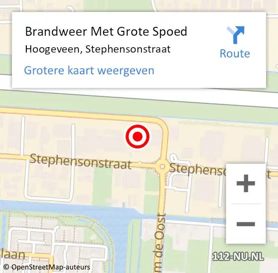 Locatie op kaart van de 112 melding: Brandweer Met Grote Spoed Naar Hoogeveen, Stephensonstraat op 5 februari 2022 11:47