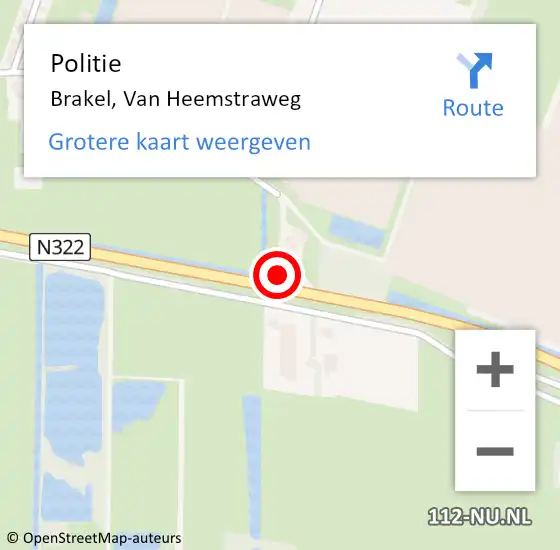 Locatie op kaart van de 112 melding: Politie Brakel, Van Heemstraweg op 5 februari 2022 11:55
