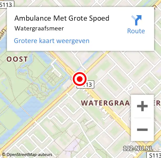 Locatie op kaart van de 112 melding: Ambulance Met Grote Spoed Naar Watergraafsmeer op 5 februari 2022 12:15