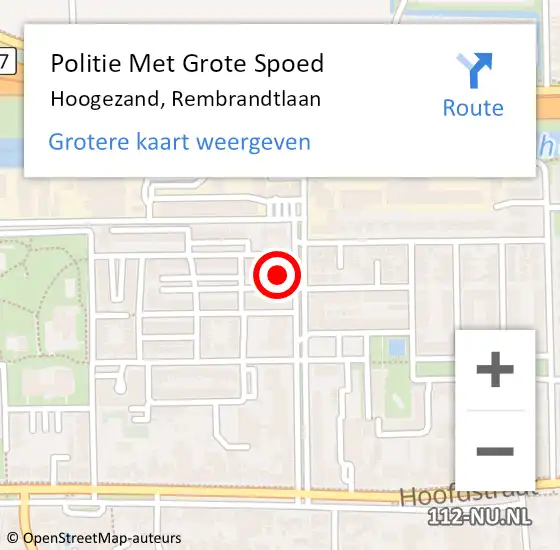 Locatie op kaart van de 112 melding: Politie Met Grote Spoed Naar Hoogezand, Rembrandtlaan op 5 februari 2022 12:21