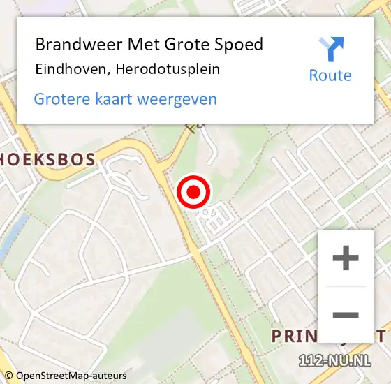 Locatie op kaart van de 112 melding: Brandweer Met Grote Spoed Naar Eindhoven, Herodotusplein op 5 februari 2022 12:26