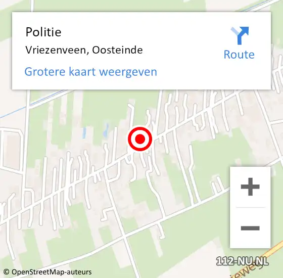Locatie op kaart van de 112 melding: Politie Vriezenveen, Oosteinde op 5 februari 2022 14:14