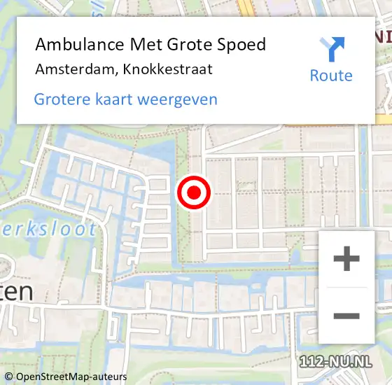 Locatie op kaart van de 112 melding: Ambulance Met Grote Spoed Naar Amsterdam, Knokkestraat op 5 februari 2022 15:04