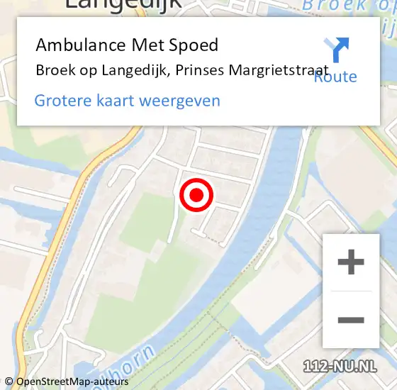 Locatie op kaart van de 112 melding: Ambulance Met Spoed Naar Broek op Langedijk, Prinses Margrietstraat op 5 februari 2022 15:57