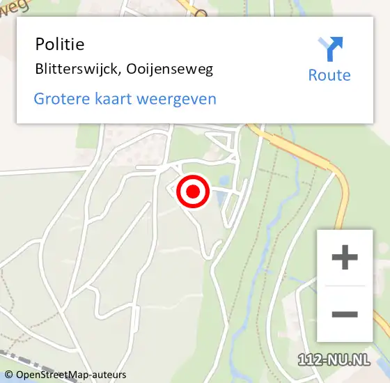 Locatie op kaart van de 112 melding: Politie Blitterswijck, Ooijenseweg op 5 februari 2022 17:26