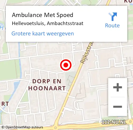 Locatie op kaart van de 112 melding: Ambulance Met Spoed Naar Hellevoetsluis, Ambachtsstraat op 5 februari 2022 18:03