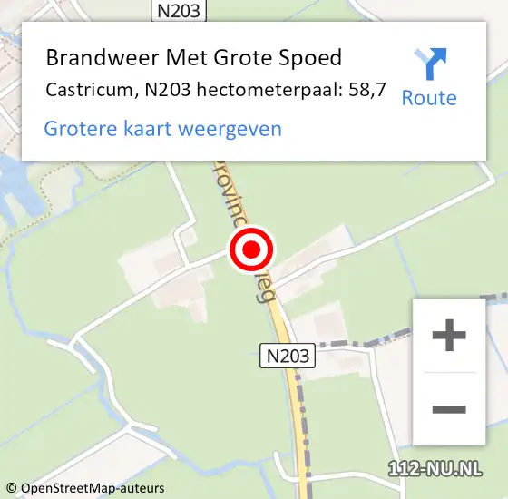 Locatie op kaart van de 112 melding: Brandweer Met Grote Spoed Naar Castricum, N203 hectometerpaal: 58,7 op 5 februari 2022 19:46