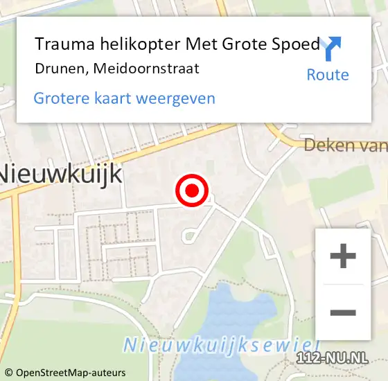 Locatie op kaart van de 112 melding: Trauma helikopter Met Grote Spoed Naar Drunen, Meidoornstraat op 5 februari 2022 19:49