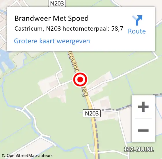 Locatie op kaart van de 112 melding: Brandweer Met Spoed Naar Castricum, N203 hectometerpaal: 58,7 op 5 februari 2022 20:20