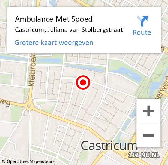 Locatie op kaart van de 112 melding: Ambulance Met Spoed Naar Castricum, Juliana van Stolbergstraat op 5 februari 2022 23:04