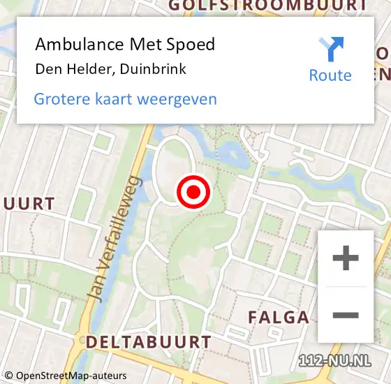 Locatie op kaart van de 112 melding: Ambulance Met Spoed Naar Den Helder, Duinbrink op 6 februari 2022 07:08