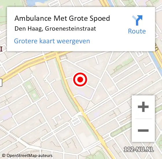 Locatie op kaart van de 112 melding: Ambulance Met Grote Spoed Naar Den Haag, Groenesteinstraat op 6 februari 2022 10:25