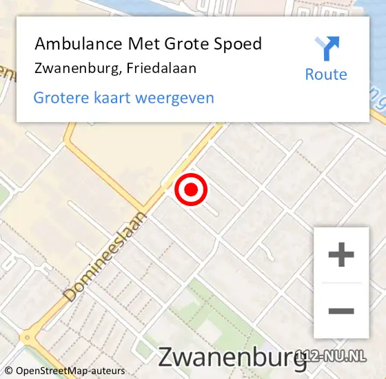 Locatie op kaart van de 112 melding: Ambulance Met Grote Spoed Naar Zwanenburg, Friedalaan op 6 februari 2022 10:34