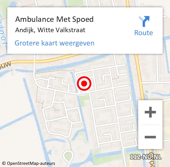 Locatie op kaart van de 112 melding: Ambulance Met Spoed Naar Andijk, Witte Valkstraat op 6 februari 2022 10:57