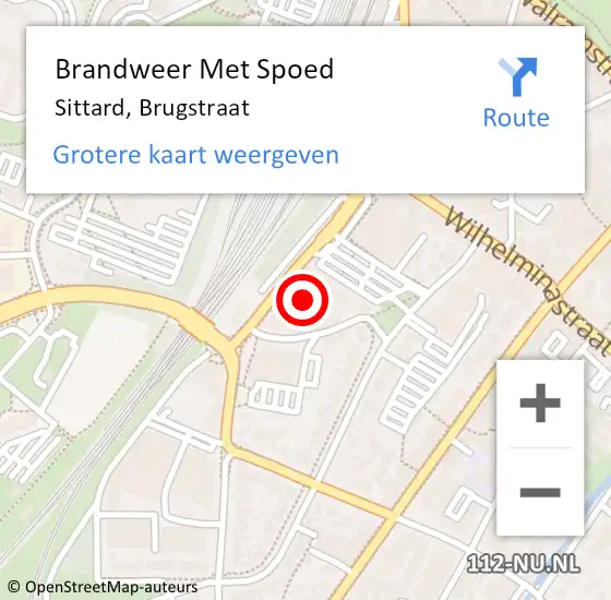 Locatie op kaart van de 112 melding: Brandweer Met Spoed Naar Sittard, Brugstraat op 6 februari 2022 14:15