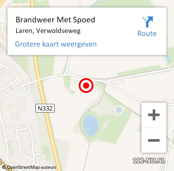 Locatie op kaart van de 112 melding: Brandweer Met Spoed Naar Laren, Verwoldseweg op 6 februari 2022 14:24