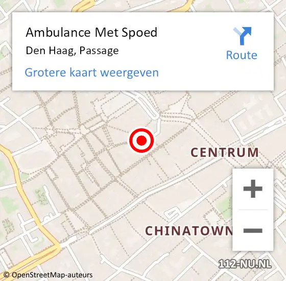 Locatie op kaart van de 112 melding: Ambulance Met Spoed Naar Den Haag, Passage op 6 februari 2022 17:21