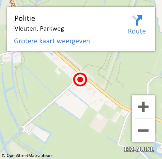 Locatie op kaart van de 112 melding: Politie Vleuten, Parkweg op 6 februari 2022 17:32
